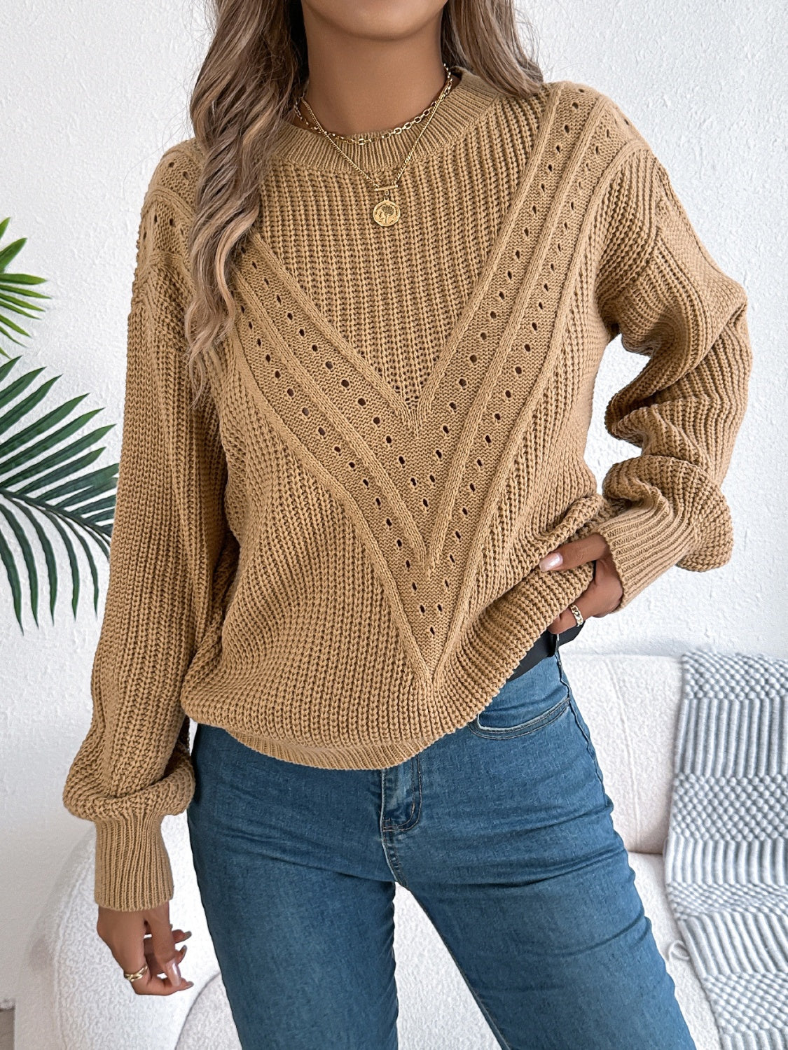 Long Sleeve Knit Crew Neck Sweater