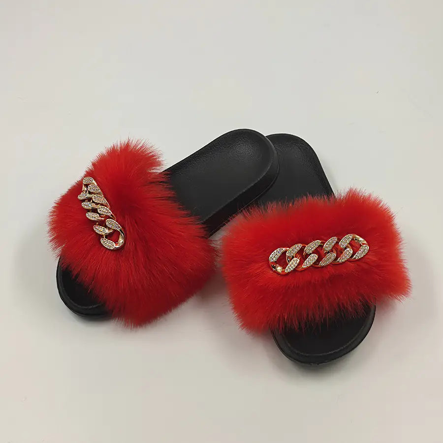 MTM Fur Chain-Link Slippers