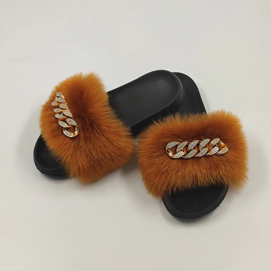 MTM Fur Chain-Link Slippers
