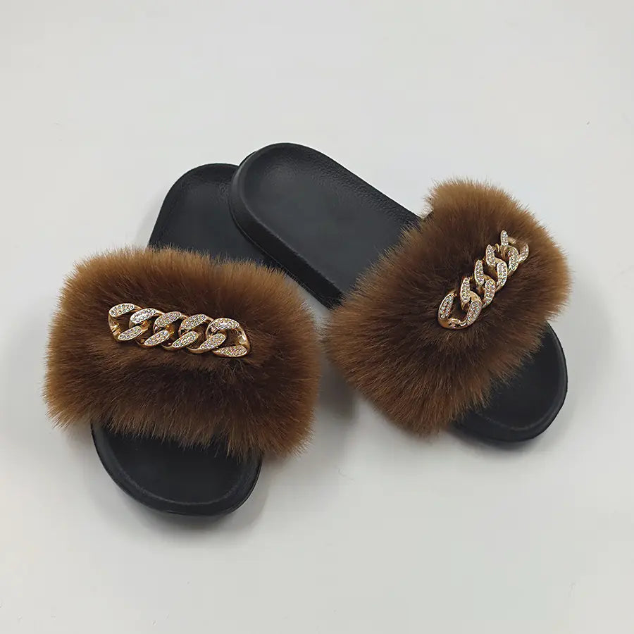 MTM Fur Chain-Link Slippers