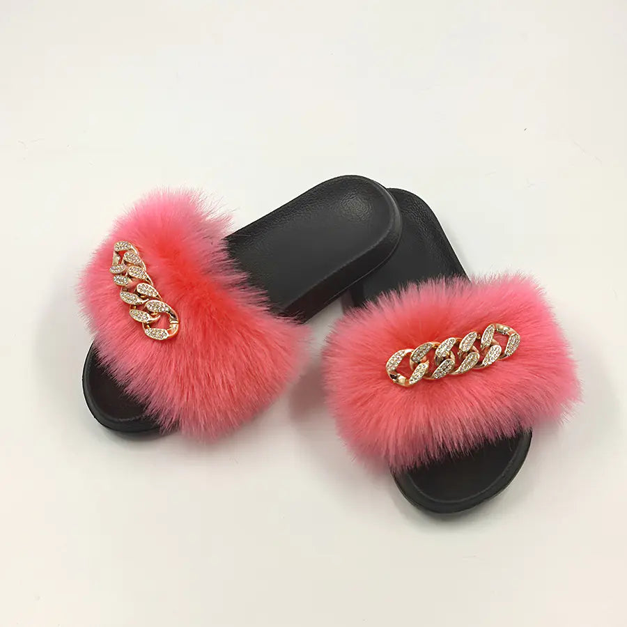 MTM Fur Chain-Link Slippers