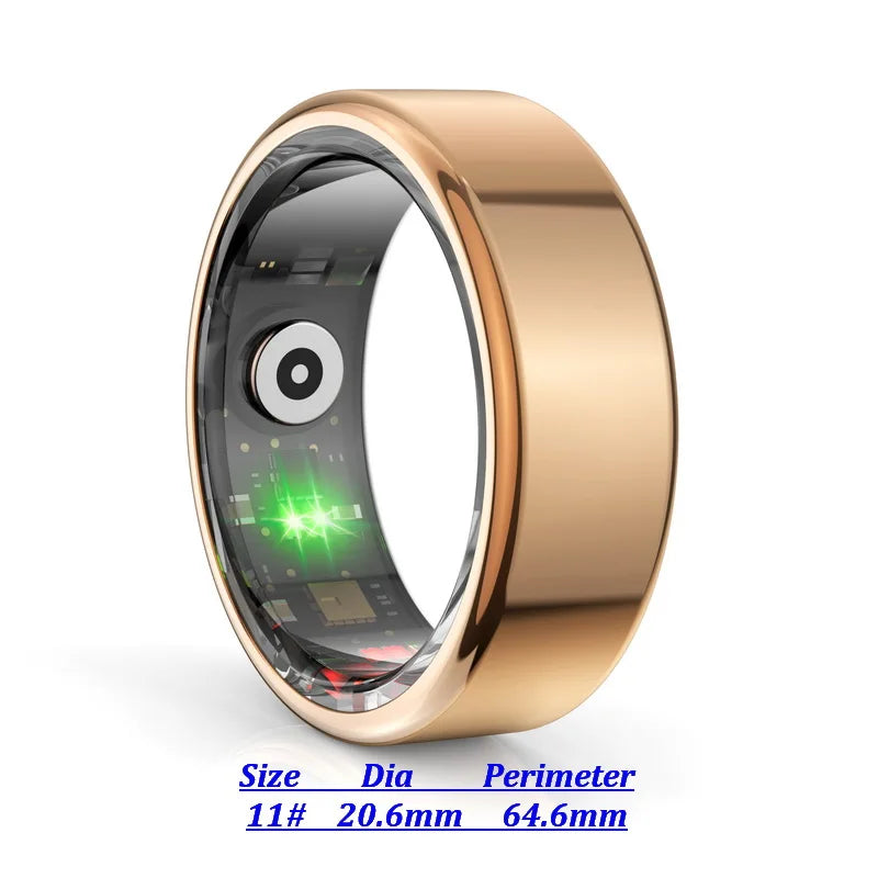 2024 MTM-R02 Smart Ring - Gold 5ATM Waterproof, For Men or Women Health Monitoring 100+ Sport Modes Fitness Tracking Waterproof Sport Ring