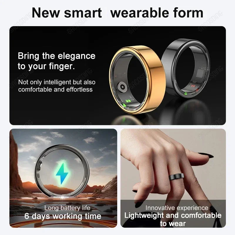 2024 MTM-R02 Smart Ring - Gold 5ATM Waterproof, For Men or Women Health Monitoring 100+ Sport Modes Fitness Tracking Waterproof Sport Ring