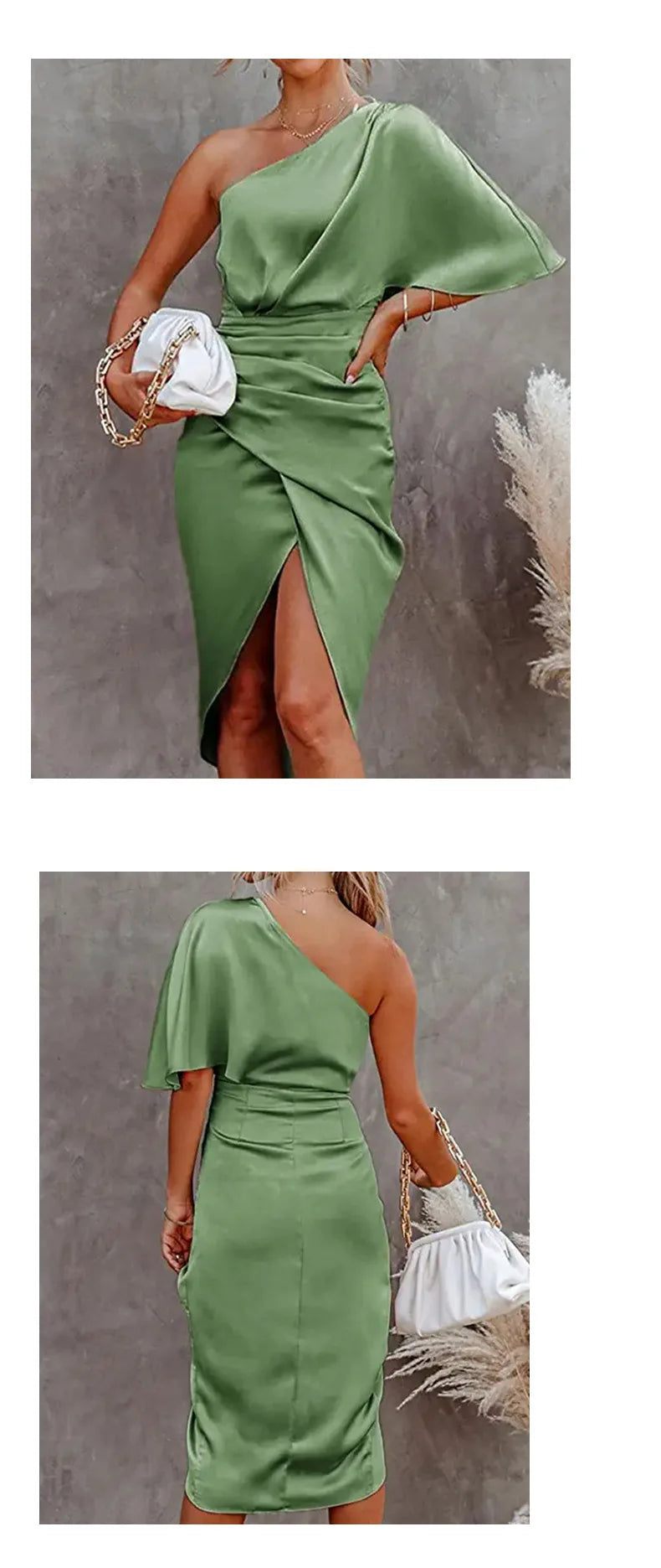 Satin One-Shoulder Summer Dress