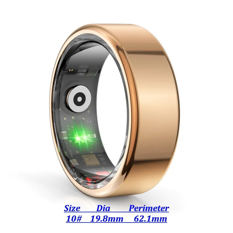 2024 MTM-R02 Smart Ring - Gold 5ATM Waterproof, For Men or Women Health Monitoring 100+ Sport Modes Fitness Tracking Waterproof Sport Ring