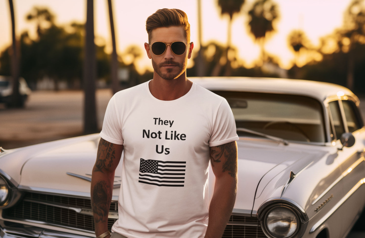 They Not Like Us American Flag T-Shirt - Clear