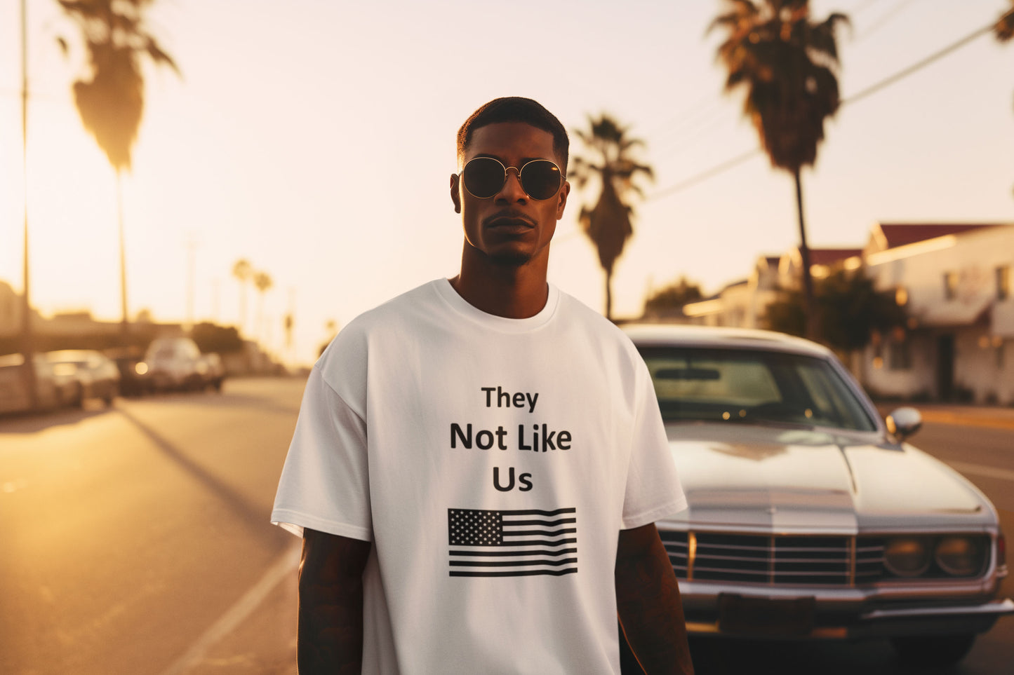 They Not Like Us American Flag T-Shirt - Clear