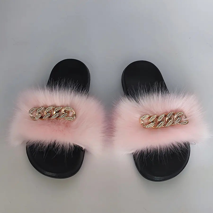 MTM Fur Chain-Link Slippers