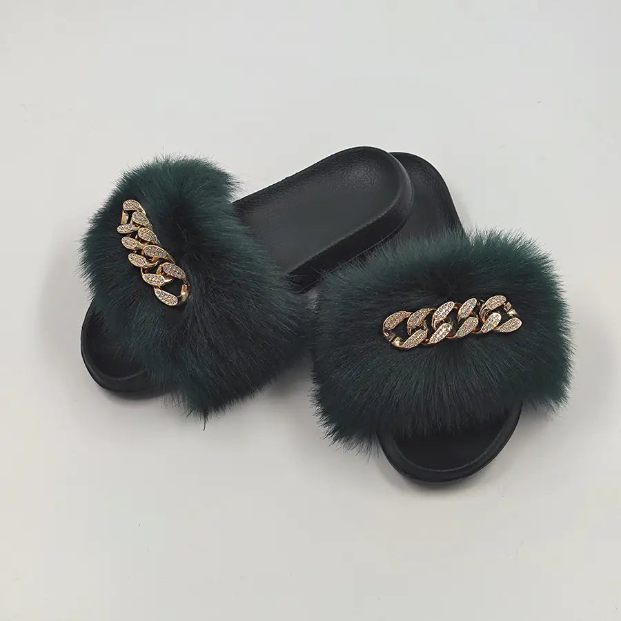 MTM Fur Chain-Link Slippers