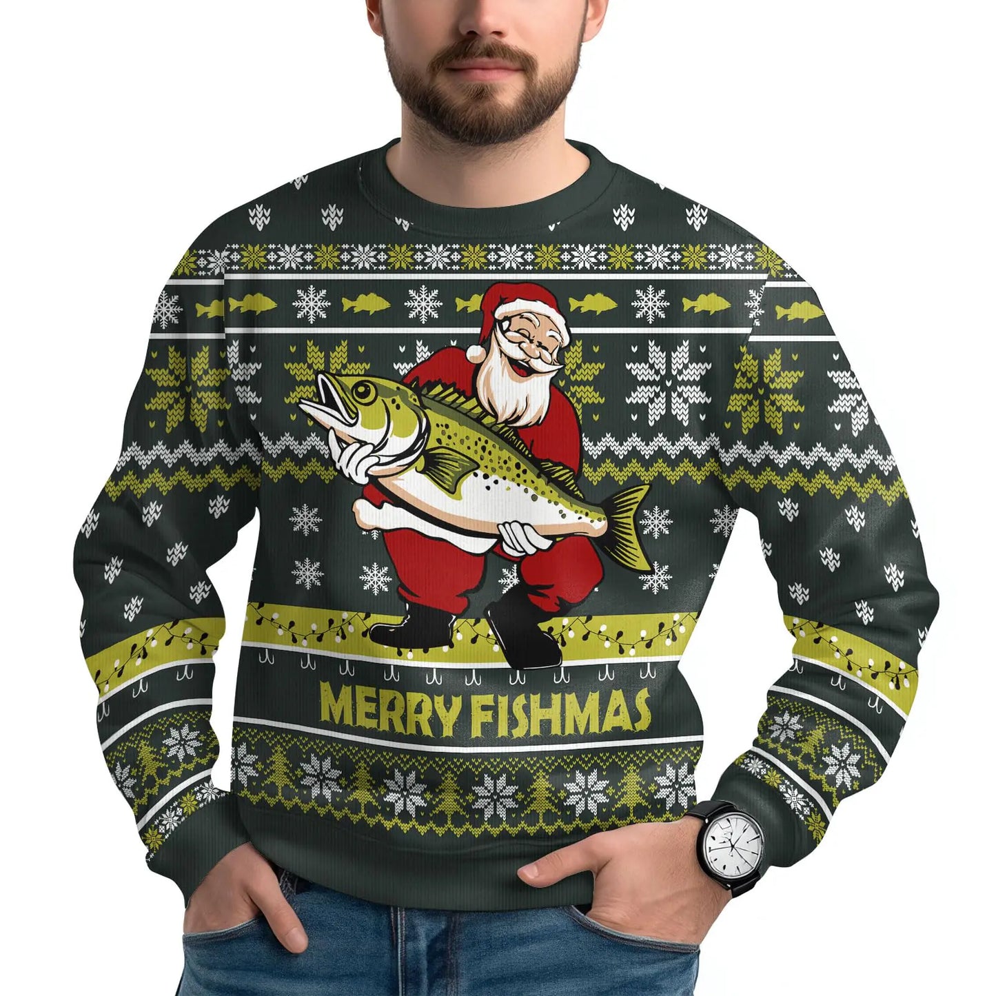 MTM Ugly Christmas Sweatshirt - Merry Fishmas
