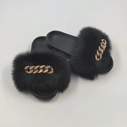 MTM Fur Chain-Link Slippers