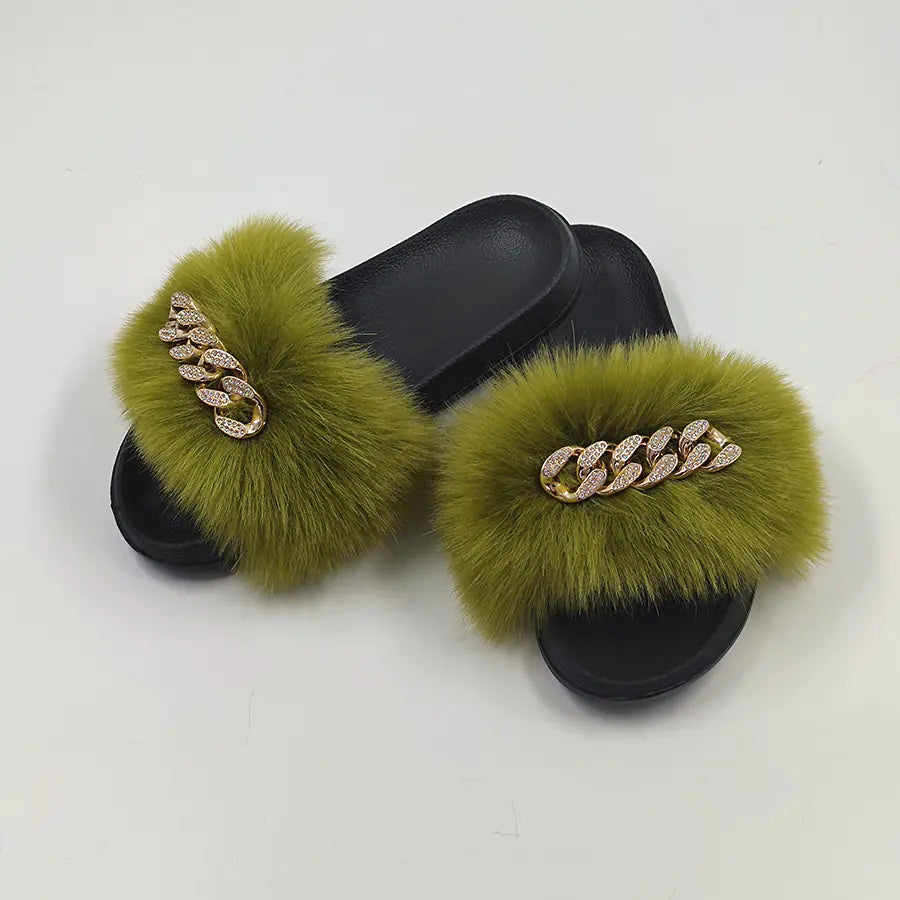 MTM Fur Chain-Link Slippers