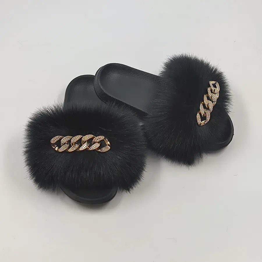 MTM Fur Chain-Link Slippers